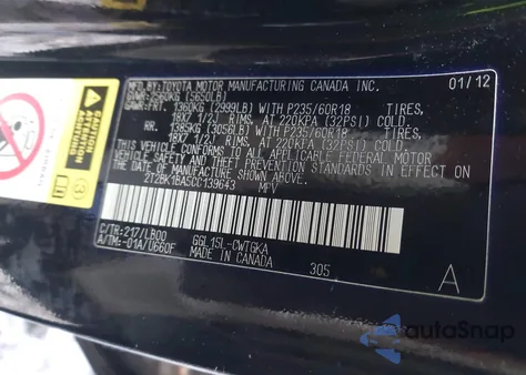 2012 Lexus Rx 350 from USA, damaged, VIN 2T2BK1BA5CC139643